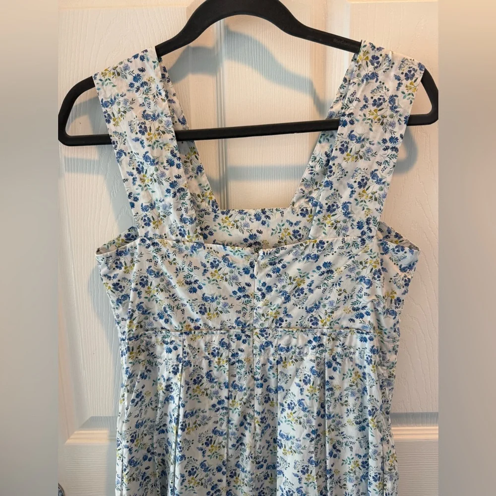 Mona Thalheimer Blue ditzy floral empire waist 100% cotton maxi dress size small - Picture 6 of 16
